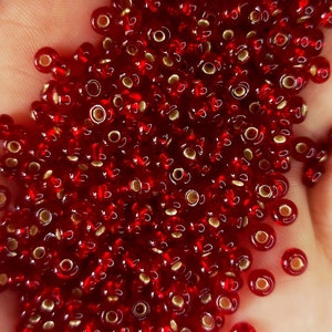 4mm Dark Red Glass Seed Beads 30g , Silverlined Rocailles, Garnet Red Beads, DIY jewelry making, Craft Supplies, B231