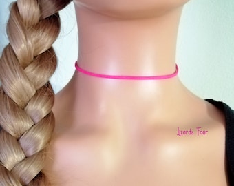 Pink Choker Necklace, Faux Suede Boho Choker, Layered Necklace, Cheap Necklace, Cheap Gift, Gift for her, Best friend gift