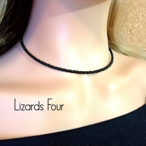 Black Bead Choker Necklace, Seed Bead Choker, Dainty Necklace , Bohemian Necklace, Beaded Necklace, Bead Choker, Layering