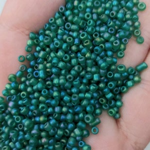 3mm Green Rainbow Frost Glass Seed Beads: DIY Jewelry Making
