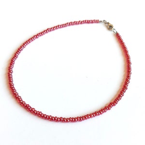 Red Boho Necklace, Gift for her, boho chic necklace, bohemian dainty necklace, Dainty Red necklace