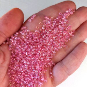 3mm Clear Pink Lined Seed Beads - 40g Rocailles