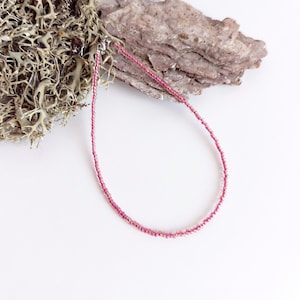 Pink Glass Seed Bead Choker: Dainty Beaded Necklace