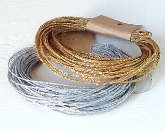 1mm Silber Metallic Polyester Gewachste Schnur 10m, Perlenschnur Makramee Knoten