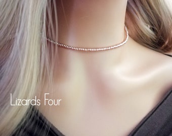 Pearl Seed Bead Choker Necklace, Mauve Pearl Necklace, Seed Bead Choker Necklace Autumn Jewelry,, Layering