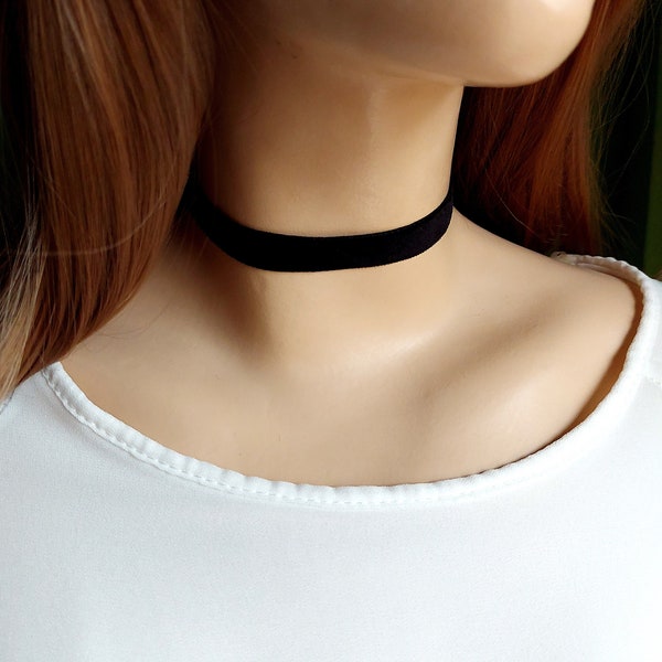 Schwarzer Samt Choker Halskette, Faux Samt Halskette, günstiges Geschenk für sie