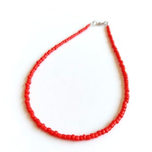 Red Boho Necklace, Gift for her, boho chic necklace, bohemian dainty necklace, Dainty Red necklace