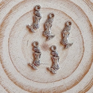 5PCS | Silver Mermaid Charms Pendant, Mermaid Jewelry Supplies