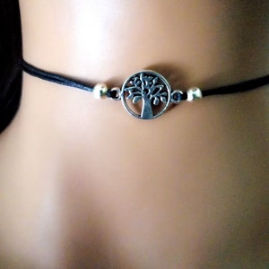 Black Choker, Tree of Life choker necklace, Gift for her, Black Choker, Cheap Gift, Cheap Jewelry, Layered Choker Necklace image 4