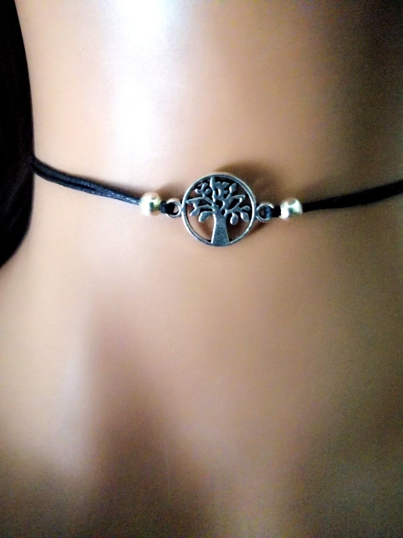 Black Choker, Tree of Life choker necklace, Gift for her, Black Choker, Cheap Gift, Cheap Jewelry, Layered Choker Necklace image 4