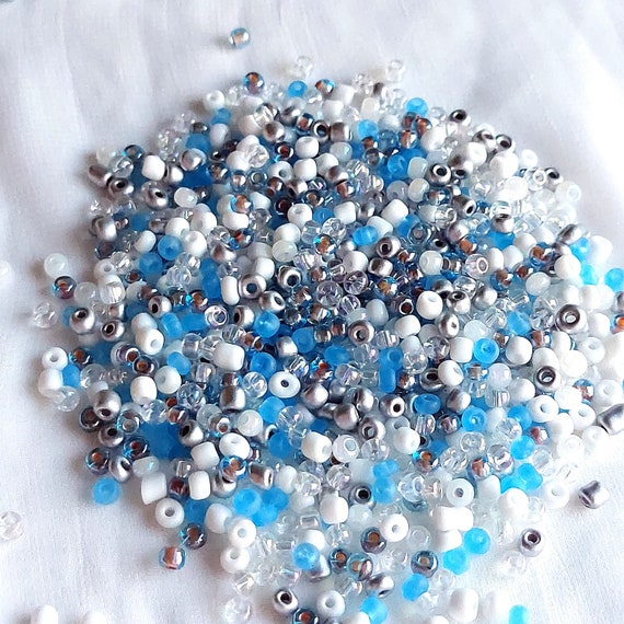 4mm Mix Seed Beads 40g , Blue Glass Seed Beads Mix Color Rocailles