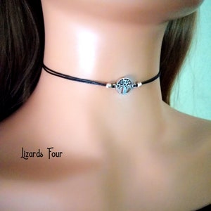 Black Choker, Tree of Life choker necklace, Gift for her, Black Choker, Cheap Gift, Cheap Jewelry, Layered Choker Necklace image 5