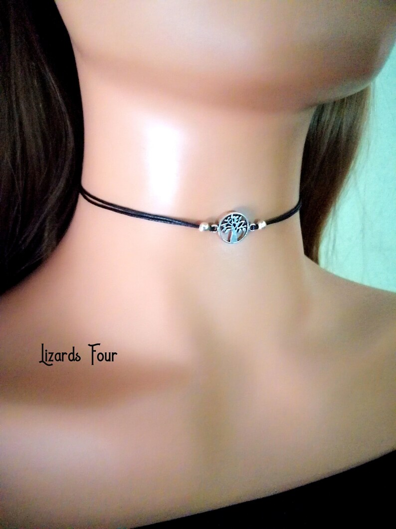 Black Choker, Tree of Life choker necklace, Gift for her, Black Choker, Cheap Gift, Cheap Jewelry, Layered Choker Necklace image 5