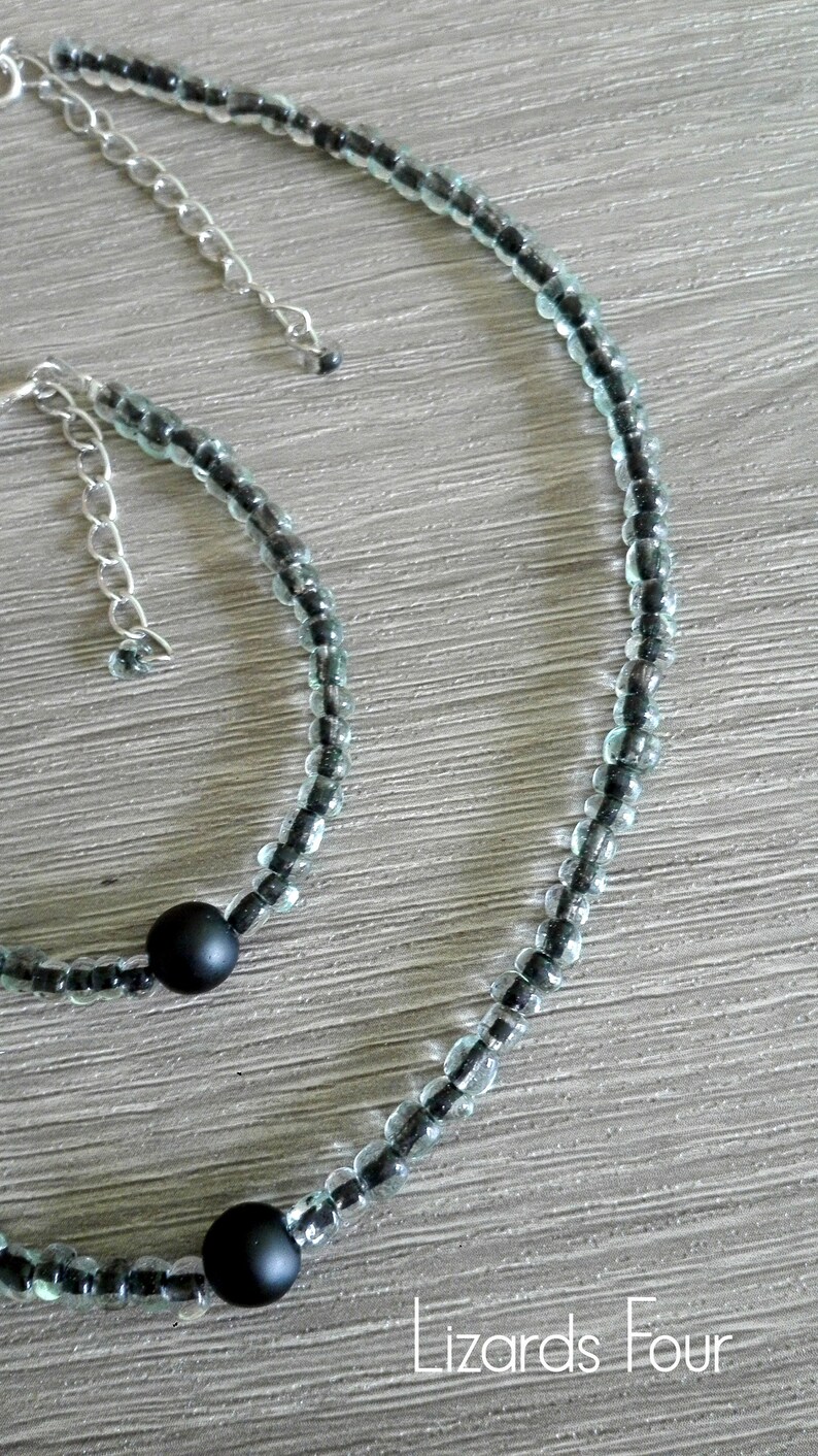 seed bead choker jewelry set bead necklace dainty necklace boho necklace black bracelet one bead choker seed bead Black choker