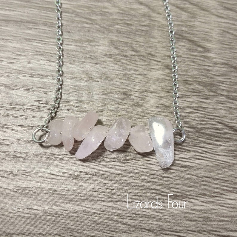 Stainless steel choker rose quartz necklace birthday gift delicate necklace everyday necklace minimalist necklace dainty necklace