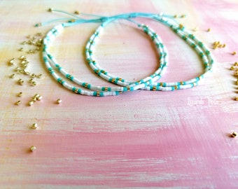 Turquoise and White Minimalist Delicate Tiny Beads Bracelet, Friendship Beaded Bracelet, Dainty Bracelet, Gift for her, Miyuki bead Bracelet