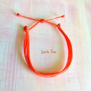 Orange Wax Cord Bracelet: Waterproof Stacking Jewelry
