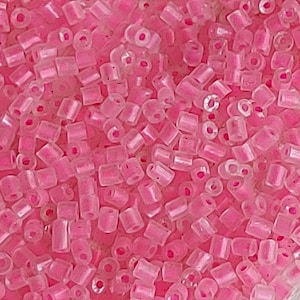 Matte Pink Lined Tube Glass Seed Beads 2mm - 30gr DIY Craft Supplies