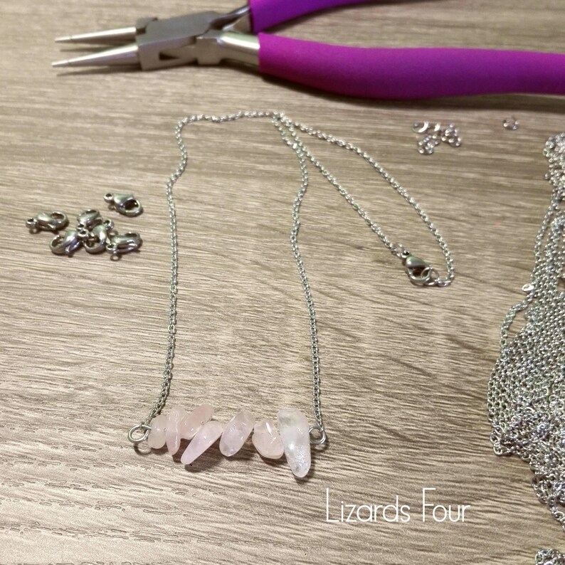Stainless steel choker rose quartz necklace birthday gift delicate necklace everyday necklace minimalist necklace dainty necklace
