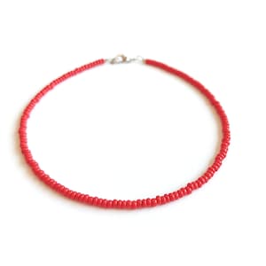 Dark Red Boho Necklace, Gift for her, boho chic necklace, bohemian dainty necklace, Dainty Red necklace