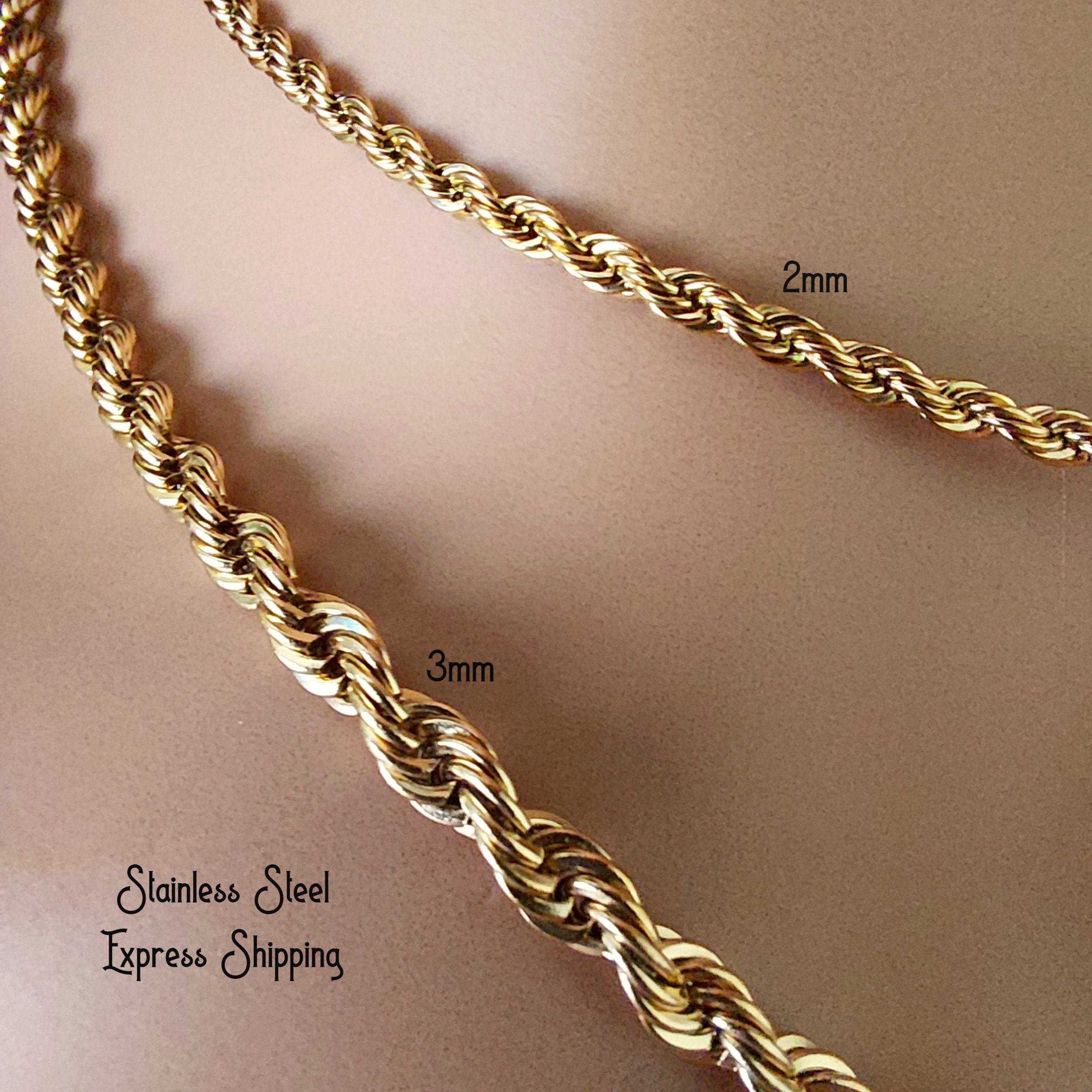 Rope Chain Necklace Gold Rope Chains Stainless Steel Necklace Etsy