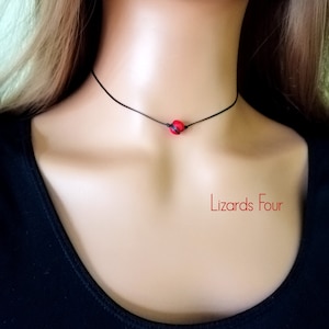 Red Coral Choker Necklace, Summer Jewelry,One Bead  Dainty Necklace, Boho Choker, Waterproof Necklace, Layering Choker, Natural Coral