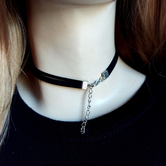 Zwarte choker ketting schedel ketting gotische kraag -