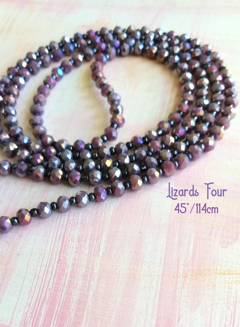 Long Crystal Glass AB Necklace Purple Flapper Style Necklace Etsy