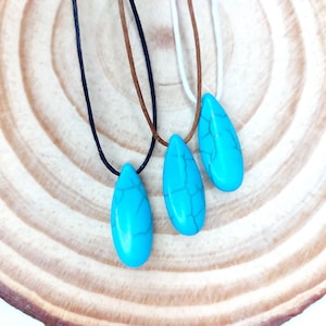 Teardrop Turquoise Choker Necklace: Howlite Gemstone, Boho Beaded