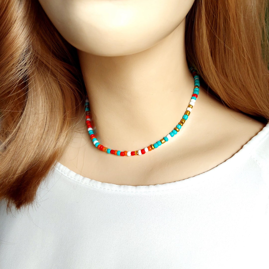 Chic Layered Colorful Enamel Heart Chain Choker Necklace Set – ArtGalleryZen