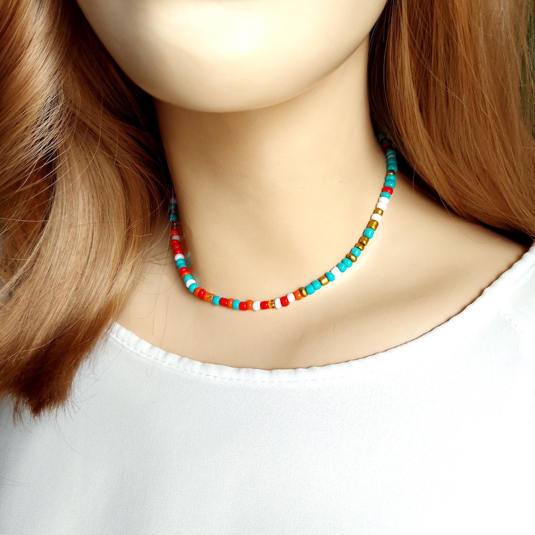 Buy Brown Sea Green Beaded Necklace online at ilandlo.com