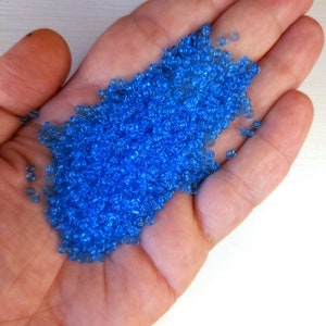3mm Blue Seed Beads, Transparent Small Blue Rocailles, DIY jewelry making, Craft Supplies, B354