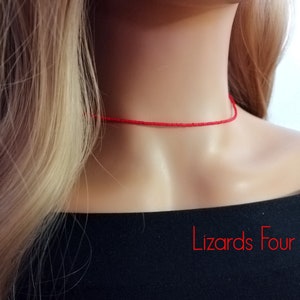 Red Matte Miyuki Seed Bead Choker: Minimalist Layering Necklace