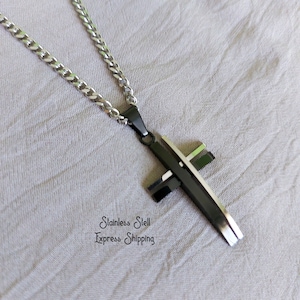 Cross Necklace for Man, Men&#39;s Stainless Steel Cross Necklace, Gift for Him