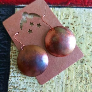 7th Anniversary Gift for Woman, OOAK gift for WifeUnique Disc Copper Earrings, Gift for Her, Metal Earrings