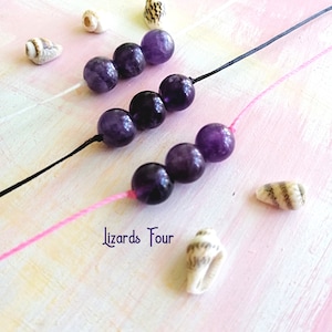 Amethyst Bead Choker Necklace: Adjustable Boho Waterproof Jewelry