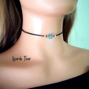 Black Choker, Tree of Life choker necklace, Gift for her, Black Choker, Cheap Gift, Cheap Jewelry, Layered Choker Necklace image 1