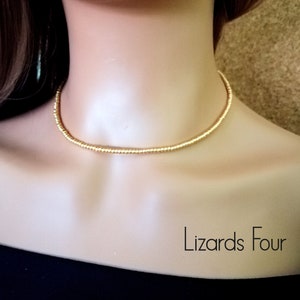 Gold Miyuki Seed Bead Choker: Dainty Layering Necklace