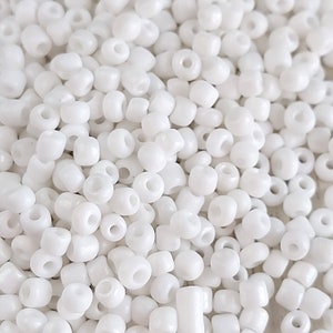 White seed beads 3mm 40g , White Opaque Seed Beads, Glass Seed Beads White Color Rocailles, DIY jewelry making, Craft Supplies B368