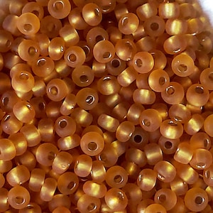 3mm Matte Frosted Glass Seed Beads: Dark Gold Silver Lined (40g)