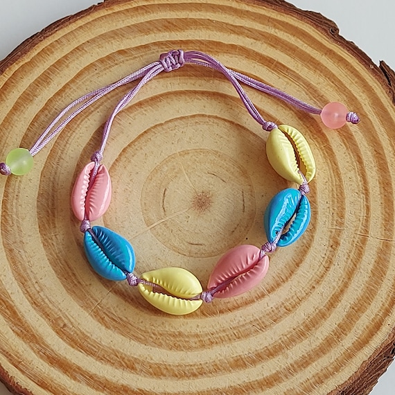 Boho Cowrie Bracelet Colorful Sea Shell Bracelet Beach Stacking