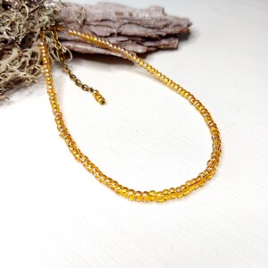Dark Orange Seed Bead Choker: Dainty Minimalist Necklace