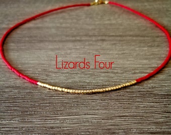 Gargantilla de cuentas rojas mate, collar de cuentas, gargantilla minimalista, collar rojo con pequeñas cuentas Miyuki, superposición