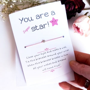 You Are a Super Star, Pink Wish Bracelet,  Friendship Bracelet WB75