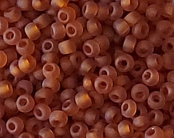 3mm Brown Matte Frost Glass Seed Beads, 40g Brown Rocailles, B314