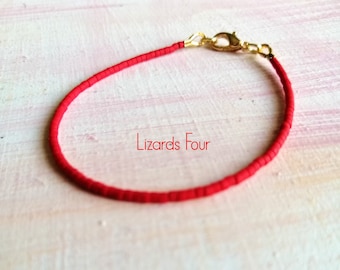Red Beaded Bracelet, Miyuki Bracelet, Minimalistic Bracelet, Dainty Bracelet, Gift for her, Dainty Bracelet