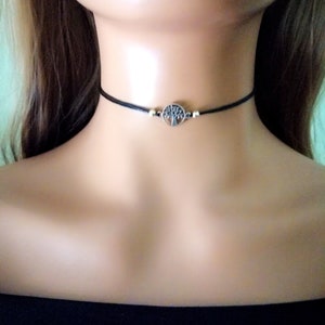 Black Choker, Tree of Life choker necklace, Gift for her, Black Choker, Cheap Gift, Cheap Jewelry, Layered Choker Necklace image 3