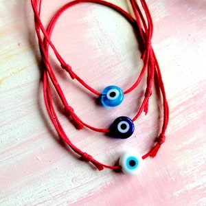 Red Evil Eye Stacking Bracelet, Serfers Bracelet, Waterproof Wax Cord Bracelet, Gift for him, Gift for her, Unisex Friendship Bracelet