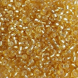2mm  Gold Semitransparent SIlver lined Seed Beads, Glass Seed Beads Rocailles, Small Tiny Seed Beads, DIY Jewelry Making, C205