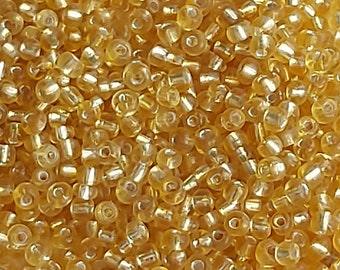 Perles de rocaille doublées d'argent semi-transparent or 2mm, Rocailles de perles de rocaille en verre, petites perles de rocaille minuscules, fabrication de bijoux bricolage, C205